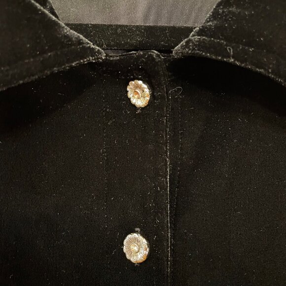EUC Vintage Velvet Silver Button Shirt Jacket Black Large - Picture 4 of 6